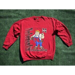 Vintage 90s Nebraska Corn Huskers NCAA Pullover Crewneck Sweatshirt Adult Sz XL